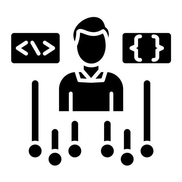 Programming Skills Glyph Solid Black Illustration