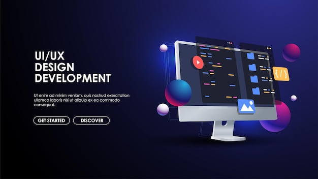 Programming web banner Best programming languages Social media creative concept idea desktop pc