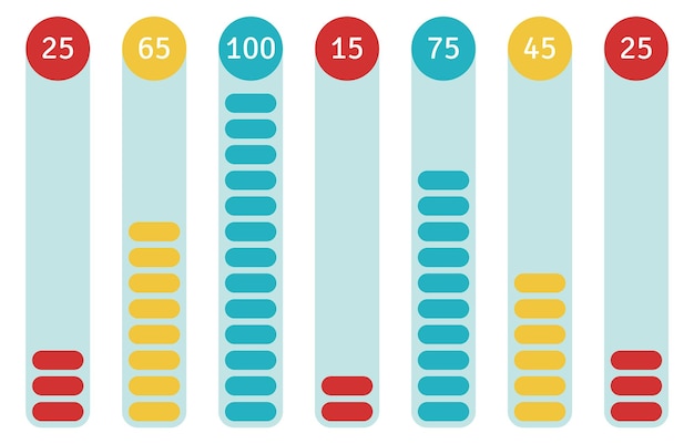 Progress scales Infographic element set Stacked indicators