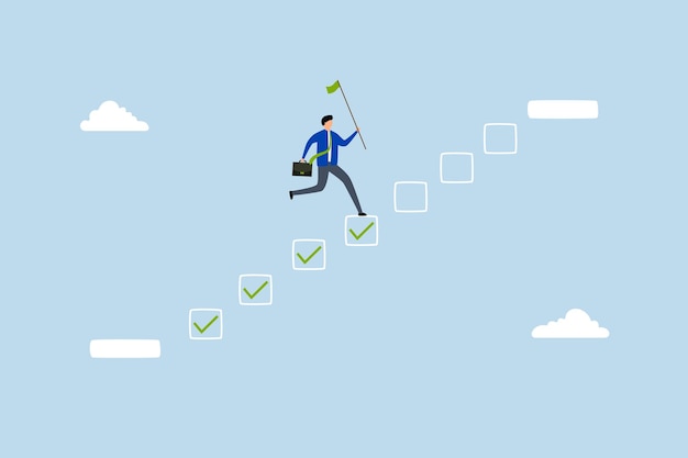 Progression from start to success entrepreneur follow checklist to advance toward goal