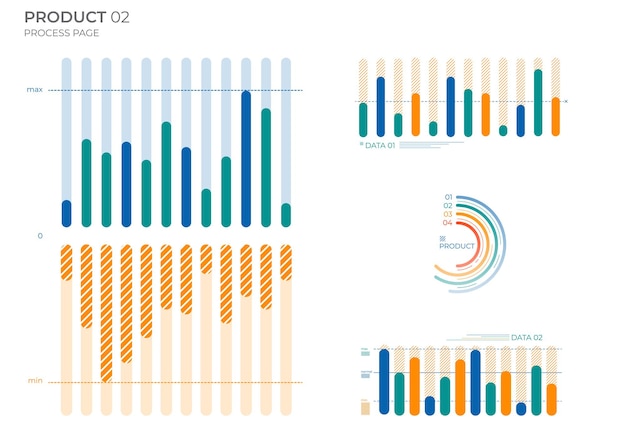 Project business analysis charts in color vector illustration