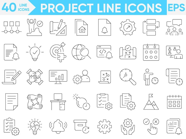 Project line icons vector and illustration set