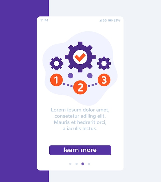 Project management, 1, 2, 3 steps mobile banner design