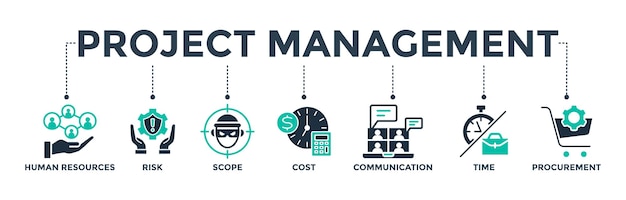 Project management banner web icon vector illustration for business management