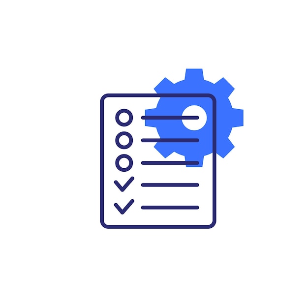 Project management gear and checklist icon