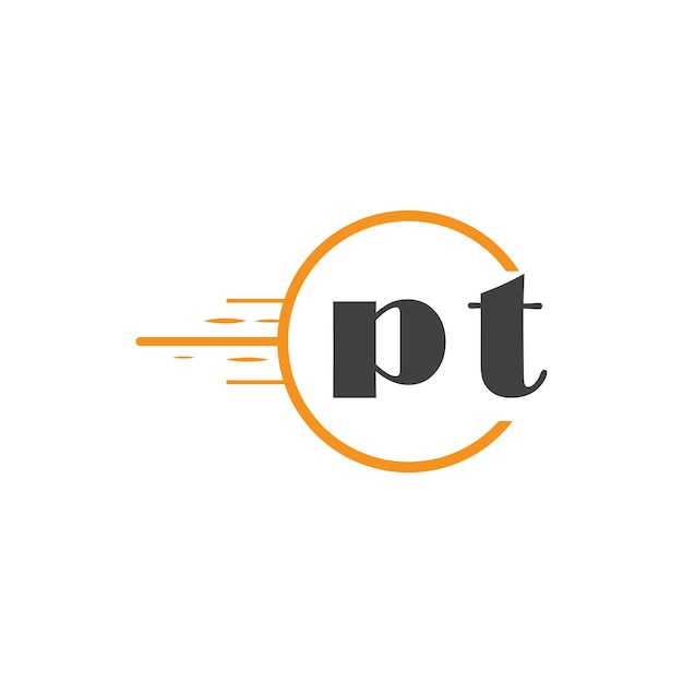 pt initial monogram logo with circle style design