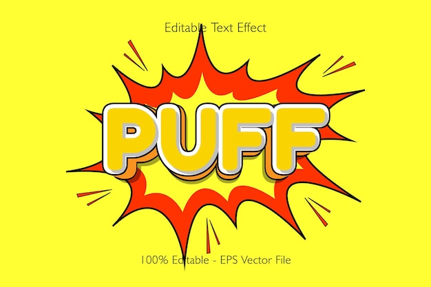 puff editable text effect 3 d emboss flat style design