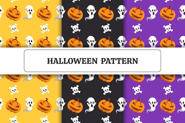 pumpkin ghost skull halloween vector pattern graphic
