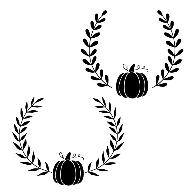 Vektör pumpkin wreath pumpkin monogram frame happy halloween