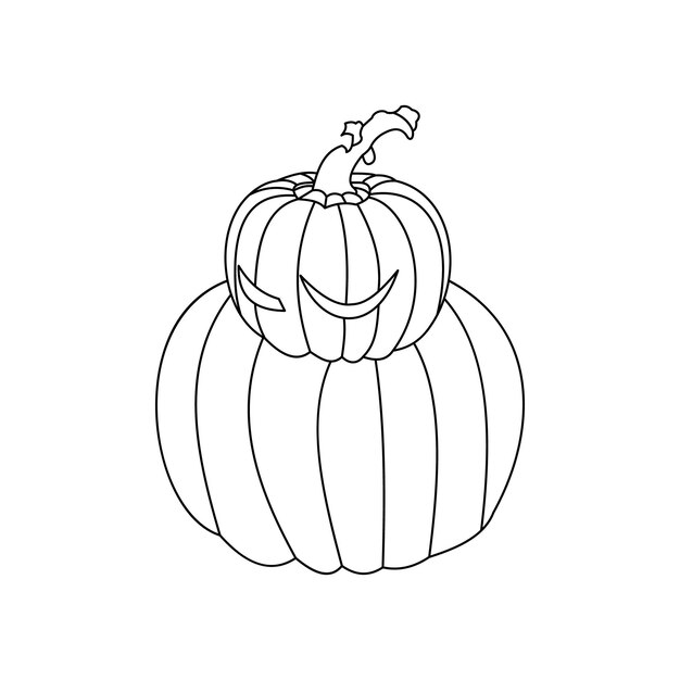 Pumpking single continuous one line out line vector art drawing and tattoo design