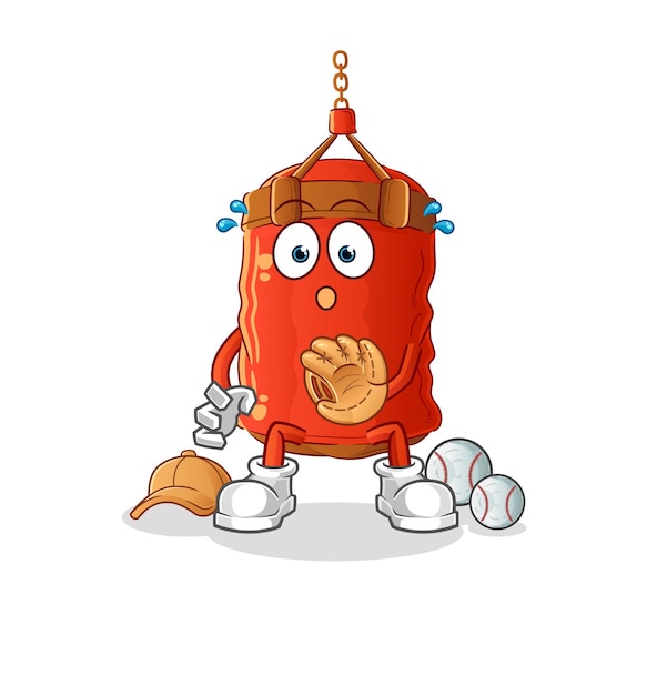 Punching bag baseball Catcher cartoon. cartoon mascot vector