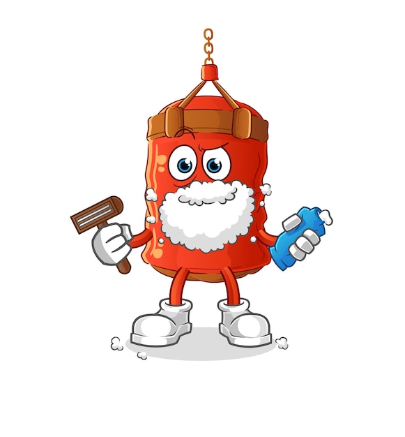 Punching bag shave facial hair vector cartoon character
