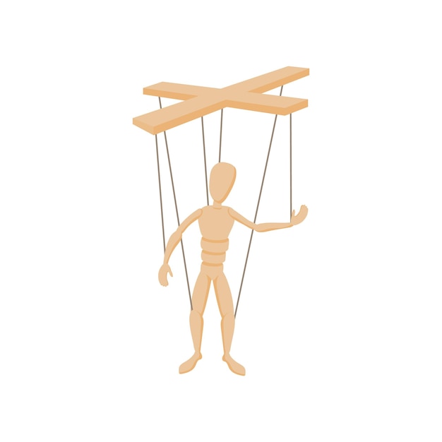 puppet icon in cartoon style on a white background
