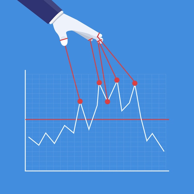 Puppet master controlling graphic chart concept