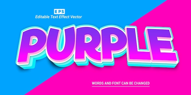 Purple 3d Editable Text Effect Vector With Background