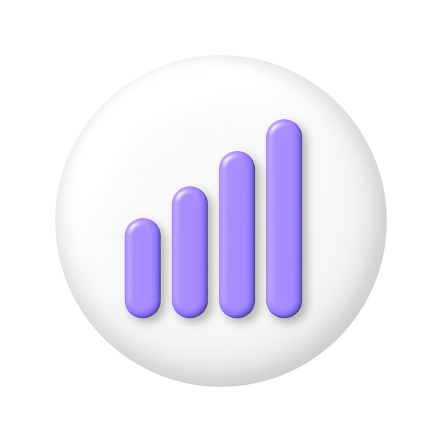 Purple 3D Wifi signal level on white button 3d cartoon vector illustration