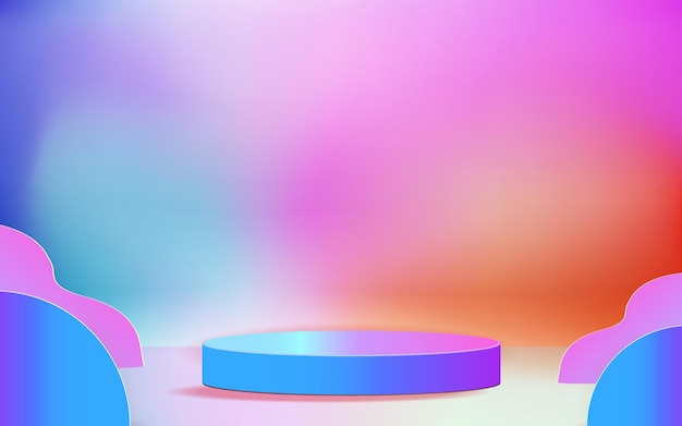 Purple and Blue Abstract Geometric Background Cyberpunk Concept Advertising in 3D Rendering