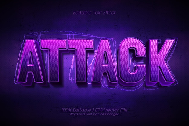 Purple Attack 3D Gaming Style Editable Text Effect