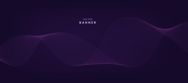 Purple background with flowing wave lines Futuristic technology concept Vector illustration