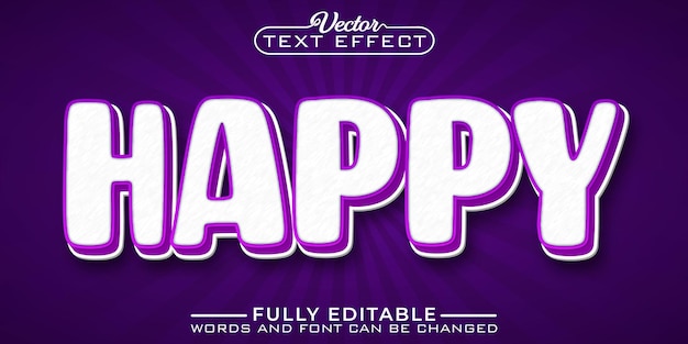 purple cartoon happy editable text effect template