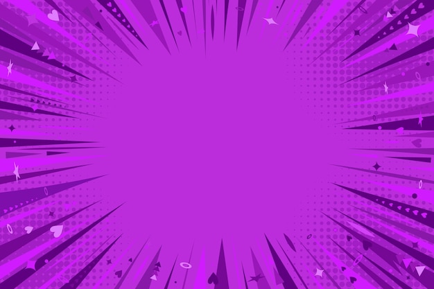 Purple comic book background modern creative pop art purple halftone style background with stars