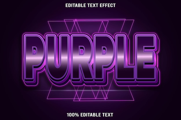 Purple editable text effect 3d emboss neon style