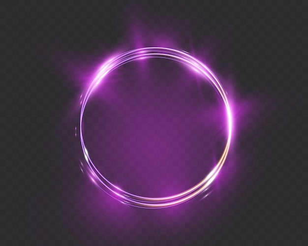 Purple glowing circle on dark background featuring a circle rectangle and vertical rectangle wit