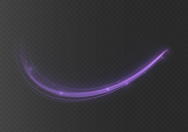 Purple glowing trail wave speed line fire path trace lines and luminous twirl violet light effect