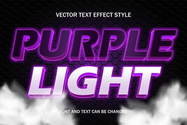 purple light neon typography lettering 3d editable text effect font style template background design