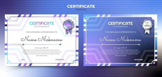 purple line gradient background set certificate template