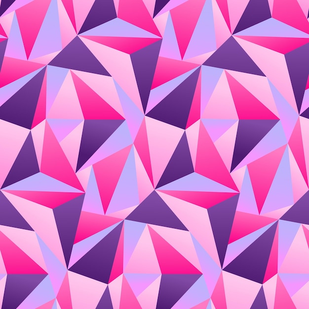 Purple Pink Polygon Geometric Vector Seamless Pattern Design