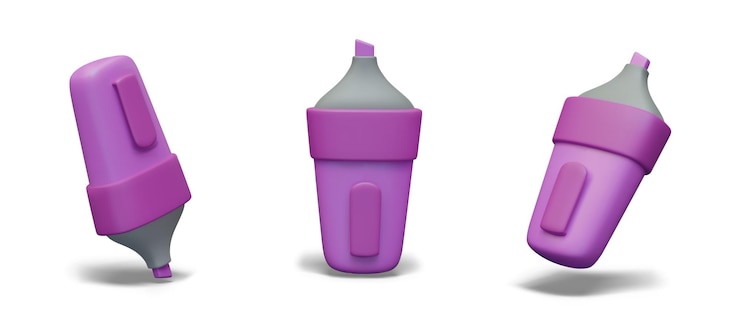 Vektör purple pink wide marker with cap removed concept of bright text design
