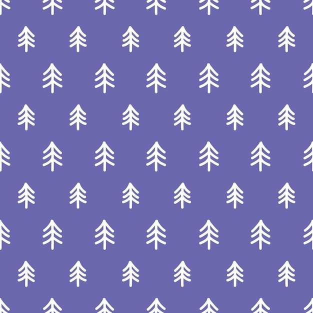 Purple seamless pattern with hand drawn tree