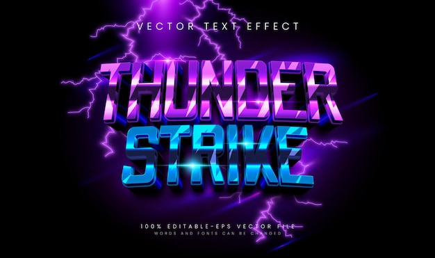 purple thunder flash lightning editable vector text effect