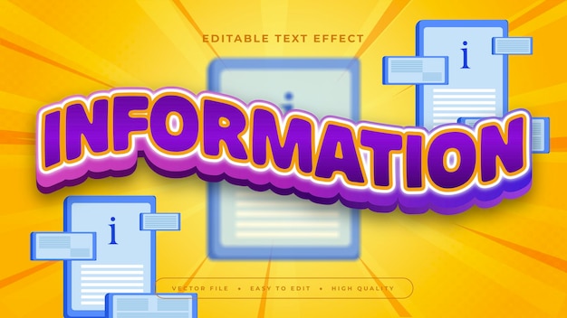 Purple violet blue and yellow information 3d editable text effect font style