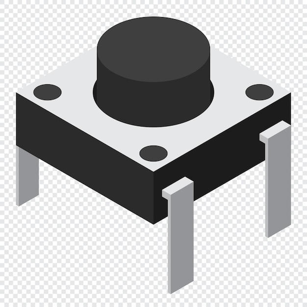 Push button electronic component Push button icon Isometric push button Isometric electronic component Vector illustration