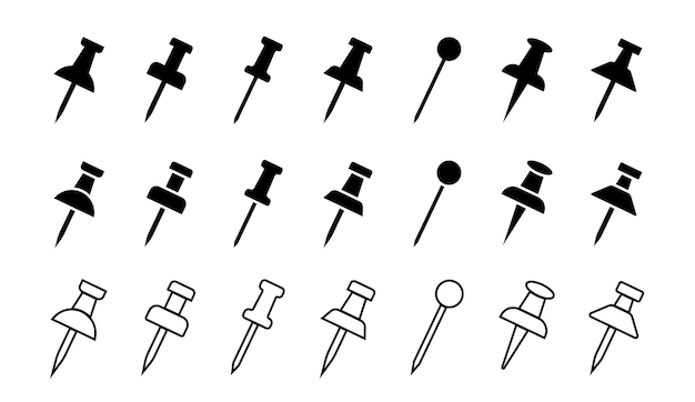Push pin icon set Map pin place marker Pin sign icons for web site Vector illustration