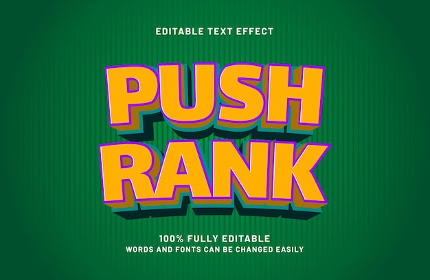 push rank editable text effect in game and kids text style