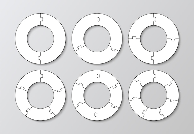 puzzle grid collection ring jigsaw grids with 2 3 4 5 6 7 pieces cutting templates set with details