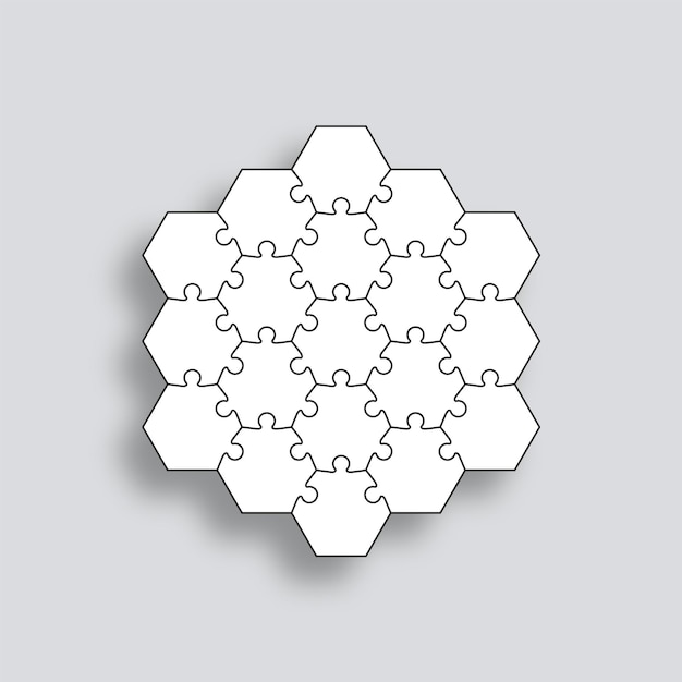 puzzle grid with hexagonal pieces jigsaw grid vector illustration