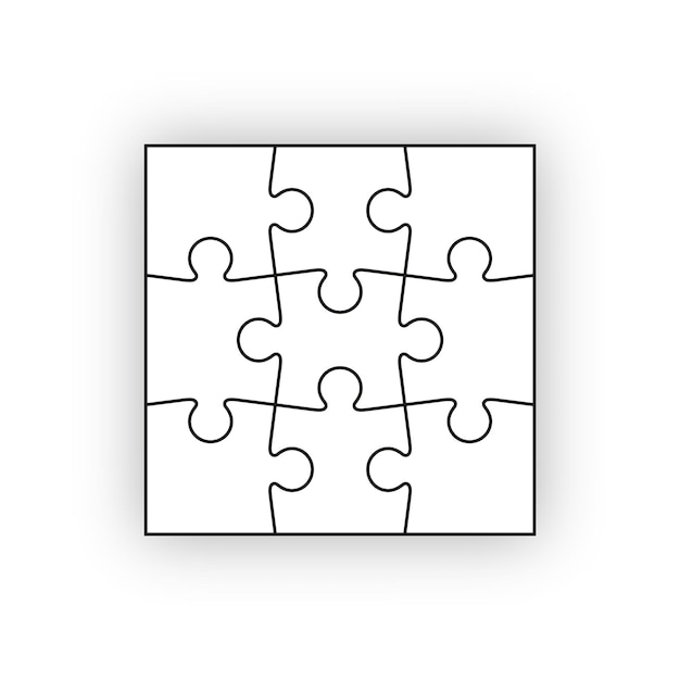 Puzzle grid with separate pieces. Jigsaw game. Vector illustration.
