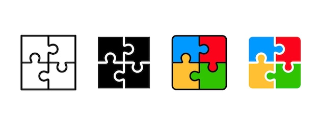 Puzzle icon set thin line icons editable stroke puzzle game illustration