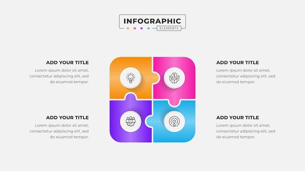 Puzzle infographic design template with 4 steps or options
