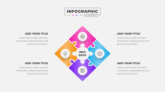 Puzzle infographic design template with 4 steps or options