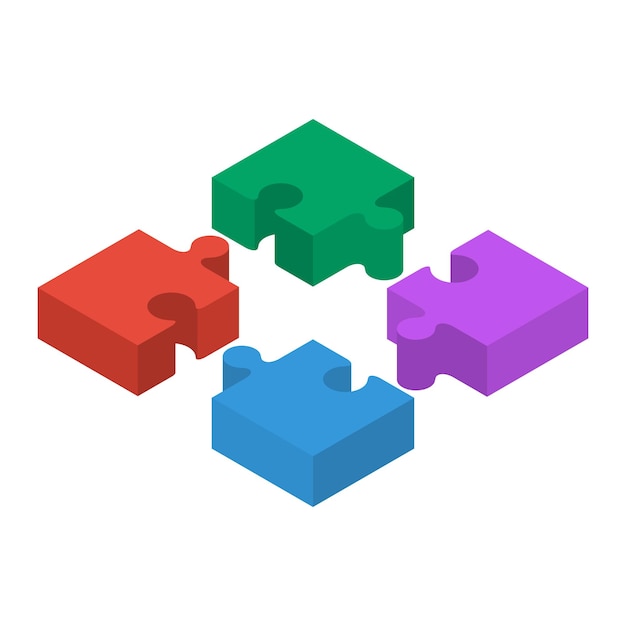 puzzle isometry icon 3d design isolation on background vector illustration flat style puzzle as symbol of teamwork unification connection