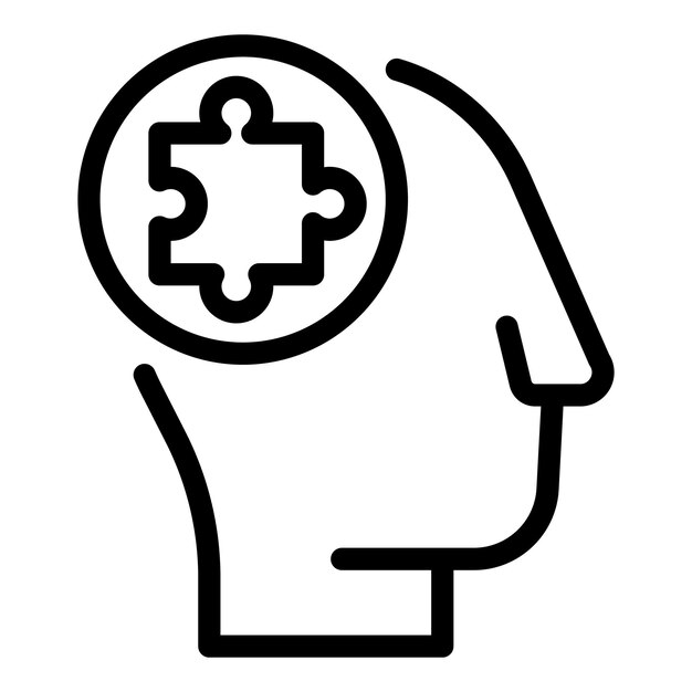 Puzzle mind icon Outline puzzle mind vector icon for web design isolated on white background