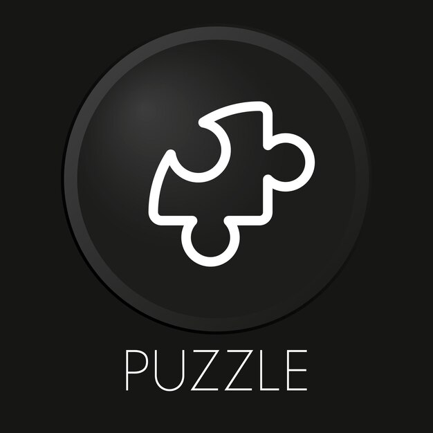 puzzle minimal vector line icon on 3d button isolated on black background premium vector