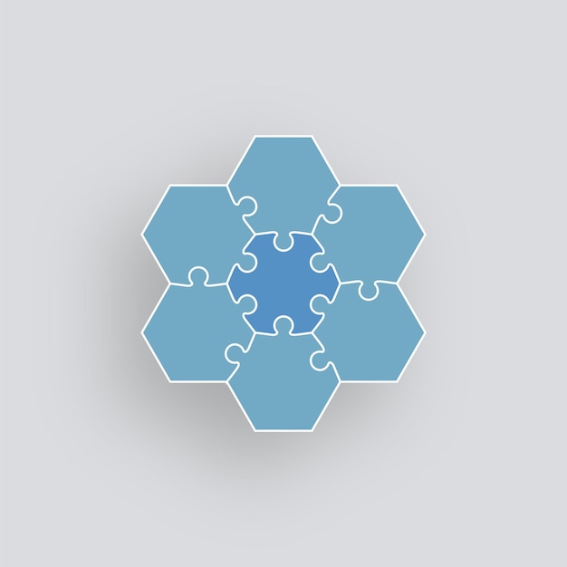 puzzle pieces game jigsaw grid with hexagonal details vector illustration
