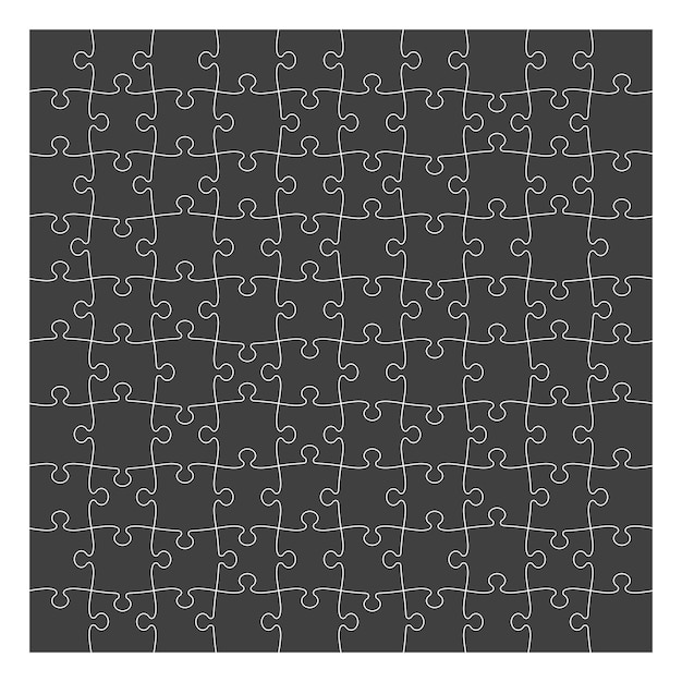 Puzzle template 10x10 pieces black silhouette Vector illustration