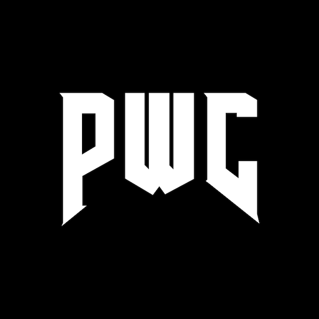 PWC-brevlogotypdesign för teknikföretag PWC-logotypdesign svartvit färgkombination PWC-logotyp PWC-vektor PWC-design PWC-ikon PWC-alfabet PWC-typografi logotypdesign